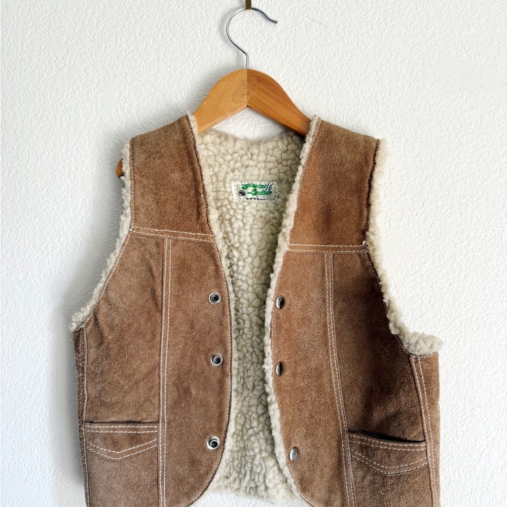 Vintage Kid’s Tan Suede Shearling Vest